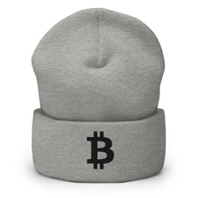 Load image into Gallery viewer, Black Bitcoin Icon Cuffed Beanie (multiple colors)