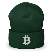 Load image into Gallery viewer, White Bitcoin Icon Cuffed Beanie (multiple colors)