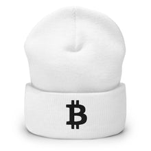 Load image into Gallery viewer, Black Bitcoin Icon Cuffed Beanie (multiple colors)