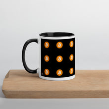 Load image into Gallery viewer, Mug Black - Bitcoin Logo Pattern