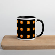 Load image into Gallery viewer, Mug Black - Bitcoin Logo Pattern