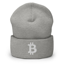 Load image into Gallery viewer, White Bitcoin Icon Cuffed Beanie (multiple colors)
