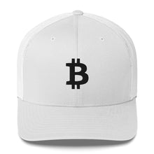 Load image into Gallery viewer, Black Bitcoin Icon Trucker Cap (multiple colors)
