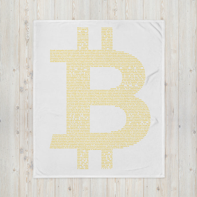 White Bitcoin Blanket - Bitcoin History Gold Print